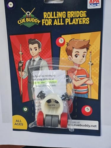 CueBuddy Pool Cue Accessory, Rolling Bridge Attachment, White, 3D Printed, Tournament Approved, for Adults and Children 6-12 (Grey & Red)