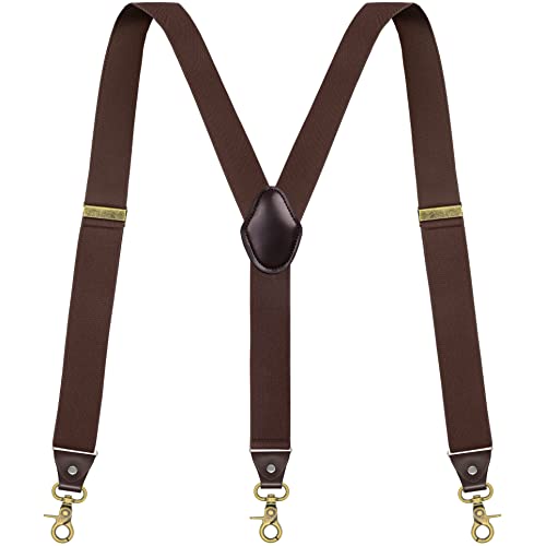 Image of Suspenders for Men, Adjustable Suspenders Gold Clip with Elastic Straps Y-Back Construction Heavy Duty for Work