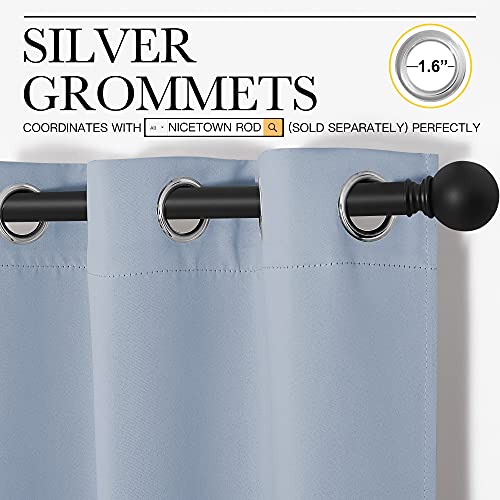 Image of NICETOWN Bedroom Blackout Curtains for Windows, Vintage Blue Window Treatment Drapes, Home Fashion Thermal Insulated Blackout Curtain Panels for Bedroom (1 Pair, 42 inches Wide by 63 inches Long)