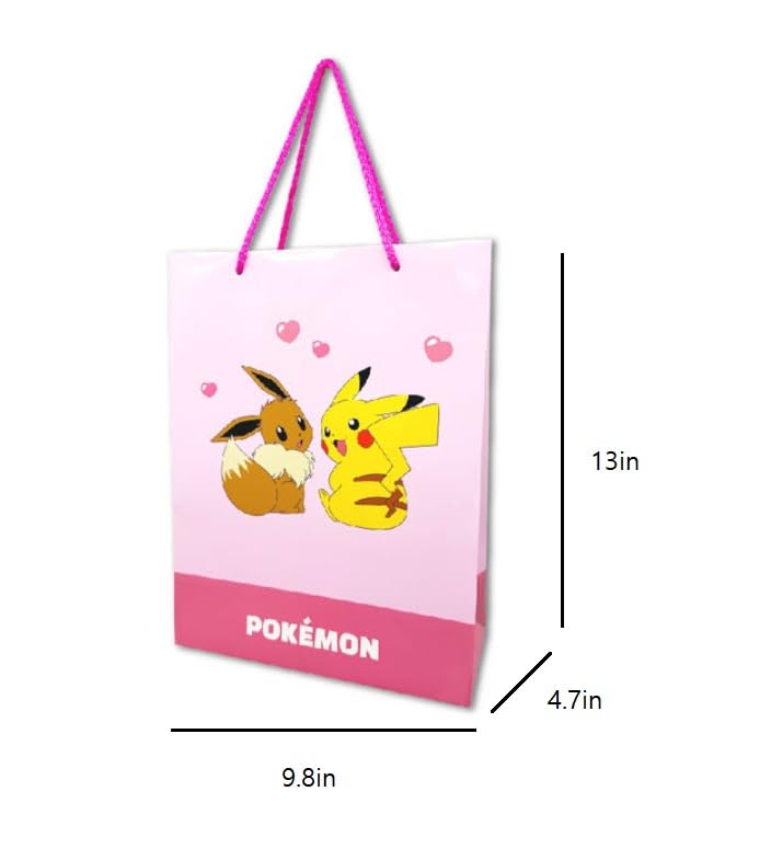 Pikachu Large Gift Bags for Birthday, Christmas, 4 Count