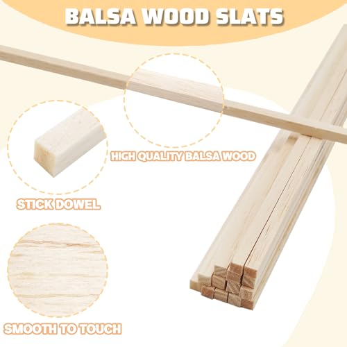 image for Barsha Space 60Pcs Wood Square Dowel Rods 1/4 x 1/4 x 12 inch,Wood Squ