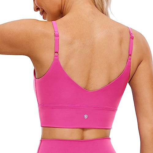 Image of CRZ YOGA V Back Longline Sports Bras | Medium Support, Removable Pads, Yoga, Brushed, Scoop Neck, Spaghetti Straps, for Women