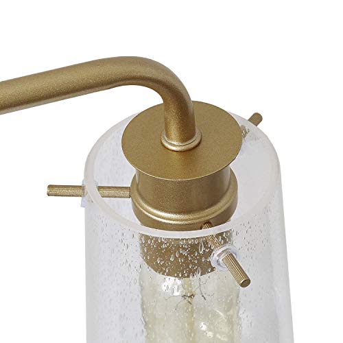 Durent Lighting Gold Vanity Light, 3 Lights Gold Bathroom Light Fixture With Seeded Glass, 22 1/2” L #TOP6