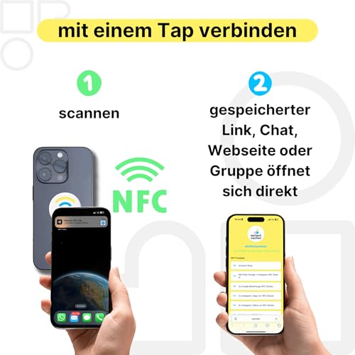5X Scan Me NFC naklejki NFC – uniwersalnie programowalne do witryn internetowych, mediów społecznościowych i cyfrowych wizytówek – epoksydowy efekt 3D, wielokrotnego użytku, bezdotykowe, Ø 3 cm