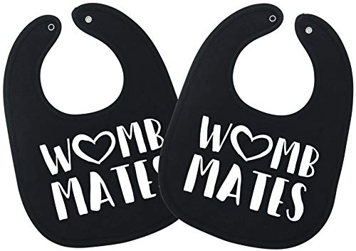 Womb Mates Twins Baby Bibs - 100% Soft Cotton, Unisex Twin Bib Set