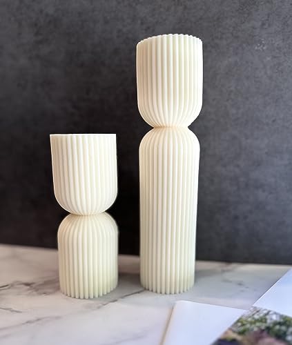 Karlygash Ribbed Pillar Candle Set Of 2 thumb #4