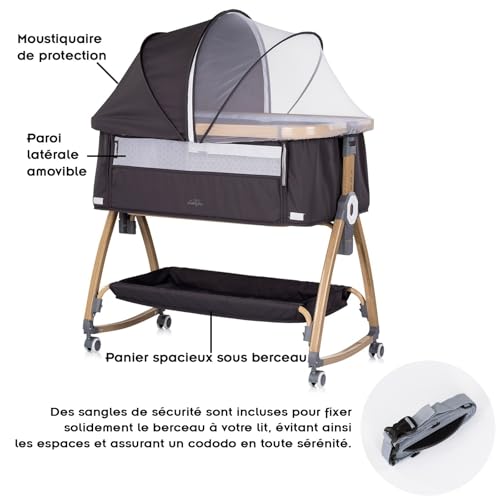 Lit bébé cododo confortable pour des nuits douces en gris anthracite - 4