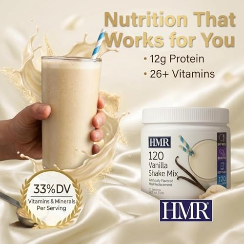Image of HMR 120 Vanilla Meal Replacement Shake Powder, 12 Servings | Meal Replacement Shake - Smooth Vanilla Flavor - 120 Shake Powder - 12g Protein - 12 Servings