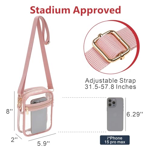 Image of PACKISM Clear Bag for Stadium Events - Clear Purses for Women Transparent Crossbody Messenger Bag for Concerts Game Day