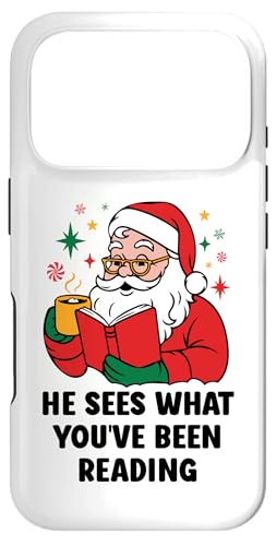 He Sees What You've Been Reading Santa Book Lover Christmas Coque pour iPhone 17 Pro
