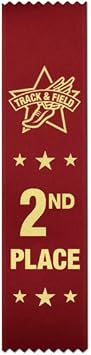 RibbonsNow Track & Field 2nd Place Red Ribbons - 100 Economical Flat Style Ribbons No Card & String
