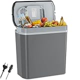 tectake® elektrische Kühl- und Wärmebox, 20 l Fassungsvermögen, mit ECO-Modus, Steckdosen- und Autoanschluss, mit Tragegriff, Temperaturregelung Kühlbox, Auto Kühlbox elektrisch, tragbare Kühlbox