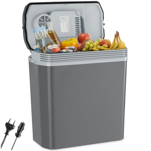tectake® Glacière électrique réfrigérante et chauffante 20L, Poignée de Transport, Mode ECO, Connexion Secteur 220V, Allume Cigare Voiture 12V, Glaciere...