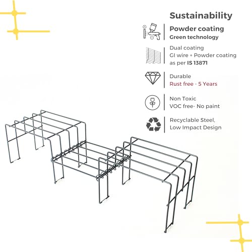 Meshable Moso Flower Pot Stand | Elegant and Functional Floor-Mounted Plant Stand | Rust Free Pot Stand for Indoor & Outdoor | DIY Stand for 3 Plants