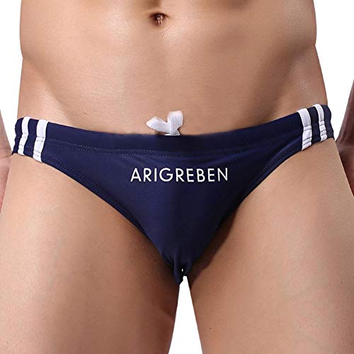 Bolayu Men's Swim Briefs Sexy Swim Briefs Low Rise Quick Dry Pouch Swim Briefs Salent Drawstring Board Short Swim Bikini Navy