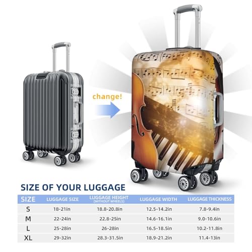 Travel Luggage Cover for Suitcase Elastic Suitcase Protector Piano Violin Music Notes Suitcase Covers Washable Suitcase Protective Cover Dust-proof Luggage Covers Fit 18-32 Inch Luggage2