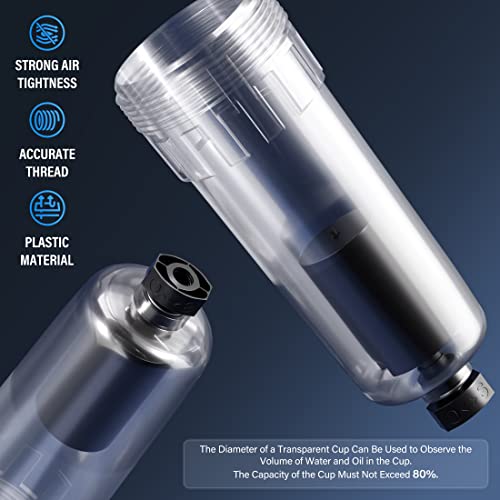 TAILONZ Pneumatic 1/4 Inch NPT Automatic Drain Air Filter Pressure Regulator Combo Piggyback, Air Tool Compressor Filter with Gauge AW2000-02D