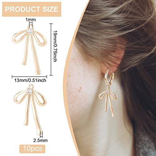BENECREAT 10pcs Real 18K Gold Plated Brass Bowknot Charms - Image 2