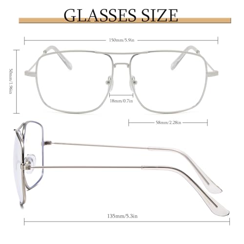 Image of Non Prescription Glasses - Classic Square Clear Lens Metal Frame for Men Women