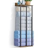 Towel Rack with Shelf – Modern Towel Holder for Bathroom Wall Mounted, Holds 6 Large Bath Towels, Rolled Towel Organizer for Bathroom, Laundry Room, and Small Space Storage，Vintage Color