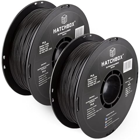 HATCHBOX 2 Pack Bundle of 1KG 1.75mm PLA 3D Printer Filaments, 2KG Total, Dimensional Accuracy +/- 0.03 mm, 3D Printing Filament Spools Cover
