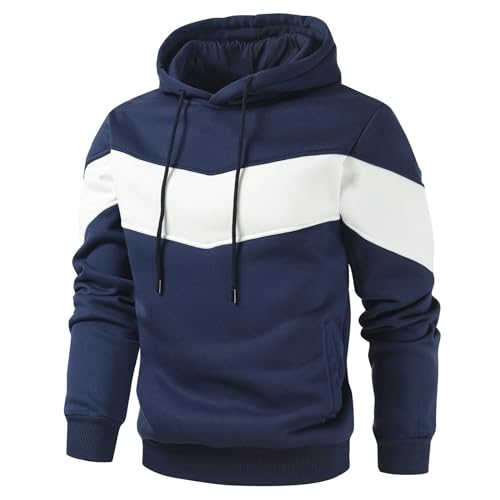 Gesean Men's Novelty Color Block Pullover Fleece Hoodie Long Sleeve Casual Sweatshirt with Pocket