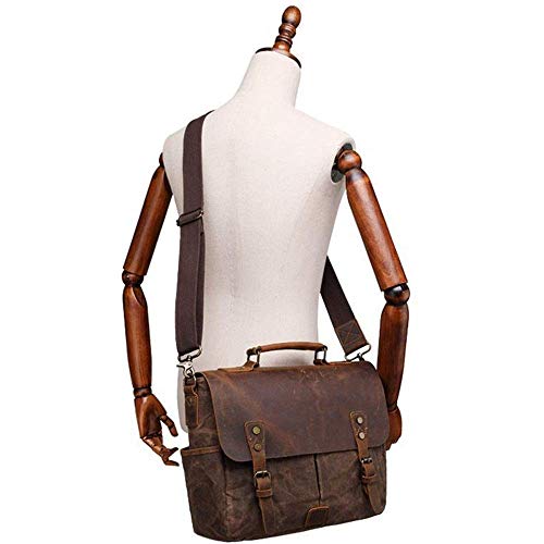 QZH Kamera Rucksack Tasche Retro Oil Wax Portable Canvas Bag Herren SLR Kameratasche Umhängetasche Herren Umhängetasche… – Bild 4