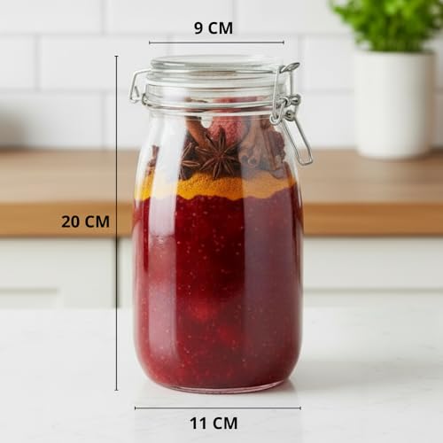 Image of ginoya brothers - Kitchen Glass Jar (5, 1500 Ml. Round Clip Jar)