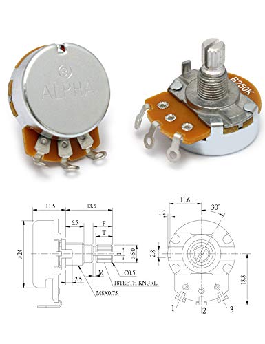 Potentiomètre de guitare linéaire B250K Alpha Pots grand modèle pour basse