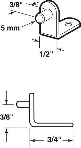 Image of Prime-Line U 10171 Shelf Support Peg, 5mm, Steel, Nickel Plated (8 Pack)