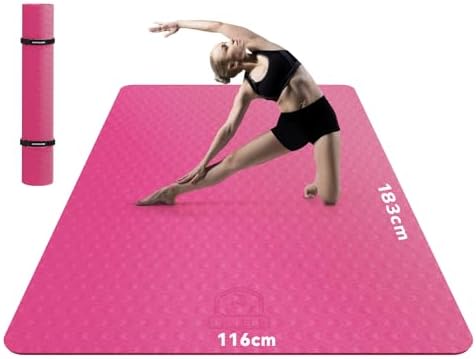 HAPBEAR Yogamatte XXL- Extra Groß Breit Yoga Matte, Sportmatte Fitnessmatte Rutschfest 198cm x137cm/183cm x122cm/183cm x116cm,Ultra Haltbar, Gymnastikmatte für Pilates, Gym, Zuhaus