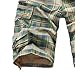 Men's Plaid Cargo Shorts Button Cool Multi-Pocket Straight Fast Dry Expandable Casual Fashion Outdoor Shorts (Green,36)