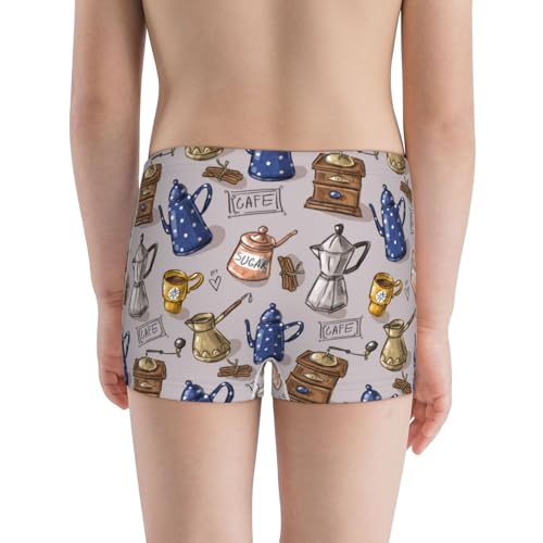 Boys' Cotton Boxer Brief Soft Underwear-Antique Vintage Teapot Coffee Grinder3