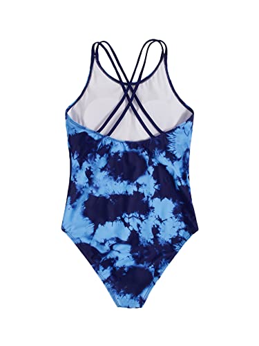 Milumia Girl's One Piece Swimsuit Cute Tie Dye Criss Cross Bathing Suit Swimwear2