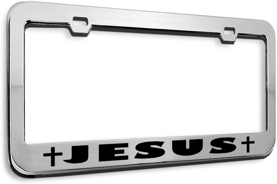 Metal License Plate Frame Jesus Cross Christian Religious Metal Car Accessories Stainless Steel 2 Holes 1 Frame