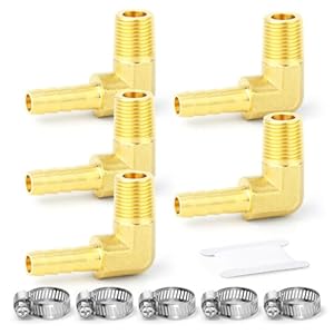 Tailonz Pneumatic Messing Schlauchverbinder 90-Grad-Winkel 5er-Pack