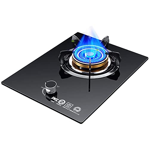 Aouoeeo Placa de Gas, Encimera de Gas, Cocina de Gas de 30 cm con Quemador, Placa de cocción empotrada de 4,2 kW, vitrocerámica de Vidrio Templado Negro, Hierro Fundido.