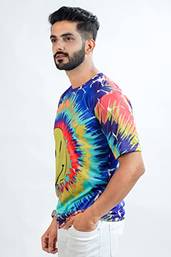 Image of HARPITA Men's Round Neck Half Sleeve Slim Fit Digital Printed Lycra T-Shirt
