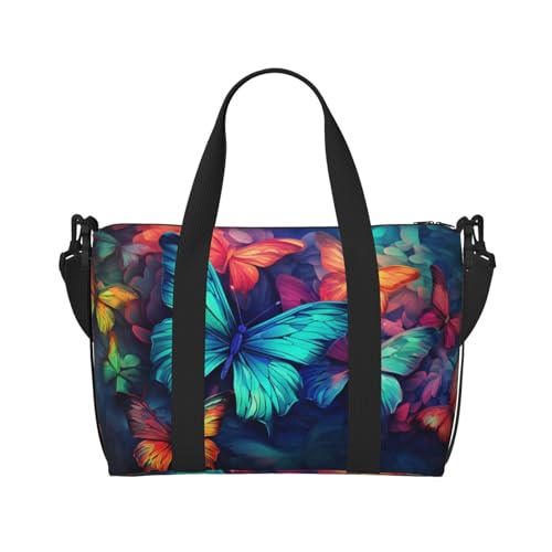 Colorful Butterfly Travel Duffel Bag Fantasy Carry On Tote Bag for Women Large Shoulder Weekender Overnight Bag Sports Gym Bag2