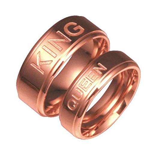 Bague couple acier inoxydable gravée King et Queen pour célébrer votre amour unique