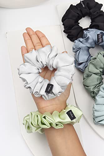 Image of Premium Satin Scrunchies for Women | Hair Bands, Ponytail Holders & Rubber Bands | Large, Fluffy, No-Damage Hair Ties | Girls Hair Accessories | Large Size | Pack of 6
