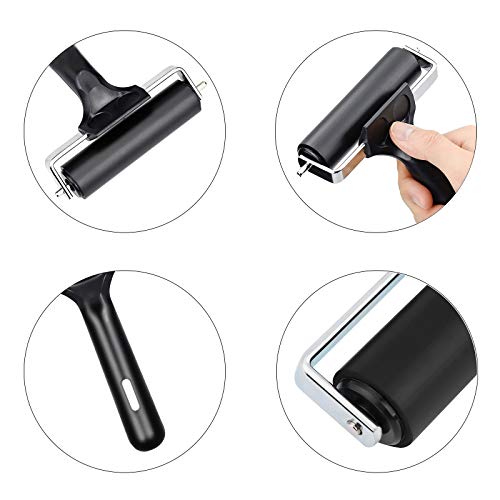 Brayer 2 Stuks Verfroller Rubber Rubberen Brayer Verfroller Set Printmaking Wallpapers Roller Kwast Drukrol Rubberen Verfroller voor Prentkunst Behang Stempelen Lijm Applicatie Rubber Roller - Afbeelding 5
