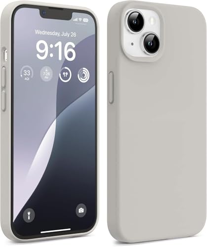 Image of DIZORO Microfiber Candy Case Compatible for iPhone 13 / iPhone 14 6.1 Inch Shockproof Slim Back Cover Liquid Silicone Case - Titanium