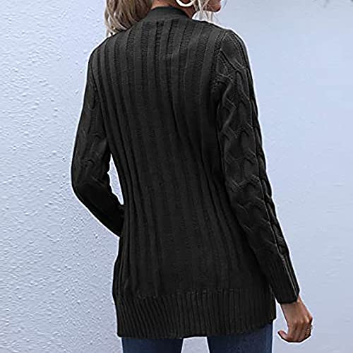 Women's Knit Cardigan Open Front Long Sleeve Button Down Sweater Loose Causal Outerwear Coats with Pockets3