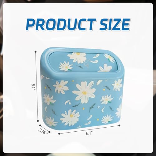 Meorain Mini Car Trash Can with Lid – Cute Floral Trash Can for Women, Automotive Garbage Bin with 5 Bags, Organizer for Front and Back Seat, Girly Car Accessories for SUV, Truck, Sedan, Teen Girls