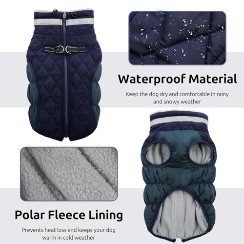CITÉTOILE Hundemantel für Kleine Hunde - Warme Wasserdichte Hundejacke mit Fleece, Reflektierend Winddichte Winterweste für Dackel, Bulldogge