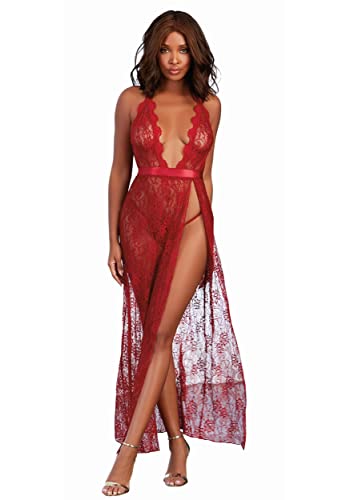 Gown and G-String Set Dreamgirl en dentelle noire pour femme
