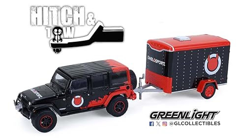 Greenlight Collectibles 1:64 Wrangler Unlimited con remolque miniatura 3