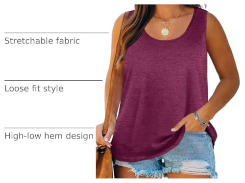 Image of Plus Size Tank Tops for Women Summer Sleeveless Tops Loose Fit Tunic Tanks