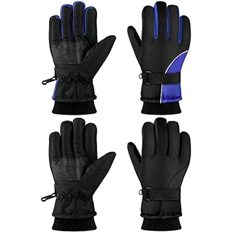 ONESING 2 Pairs Snow Gloves Ski Gloves Mens Winter Gloves Snowboarding Gloves Waterproof Gloves for Men Women Black, Rose Red Cover